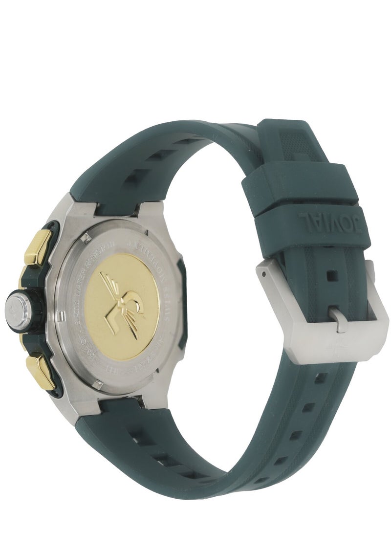 JOVIAL 1534 GTRC 96 E Men's Multifunction Watch, Day and Date, Green Dial, Quartz, Skin friendly rubber, 43mm - Image 3